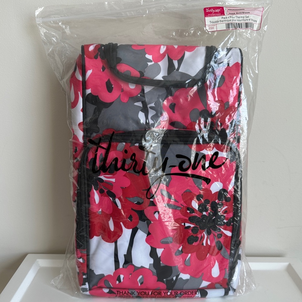 ThirtyOne Pack N Pour Thermal Picnic Set Bold Bloom Serve Tray Board Pink Floral